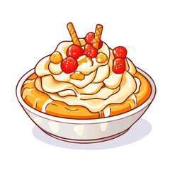 Funnel Cake, flat 2D isometric cartoon vector image isolated on white background.
