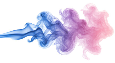 Abstract smoke background blue and pink color gradient fluid design element for graphic design projects on transparent background