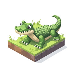 Crocodile, cartoon vector illustration, flat 2D isometric style, white background.