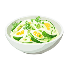 Fennel Salad, flat 2D isometric cartoon vector image isolated on white background.