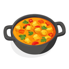 Curry, 2D isometric flat cartoon vector illustration isolated on white background.