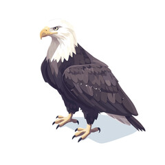 Eagle, 2D isometric flat cartoon vector illustration isolated on white background.