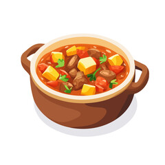 Goulash, 2D isometric flat cartoon vector illustration isolated on white background.