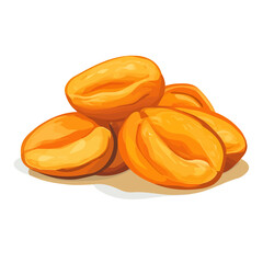 Dried Apricot, cartoon vector illustration, flat 2D isometric style, white background.