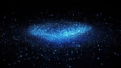 Abstract blue glitter sparkle explosion on black background design