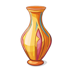 Decorative Vase, flat 2D isometric cartoon vector image isolated on white background.
