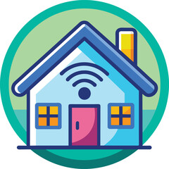 Smart Home Wifi House Icon Design