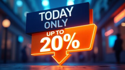 Bold modern digital graphic advertisement with urgent today only promotion featuring eyecatching blue and orange rectangles