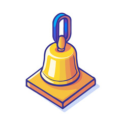 Classroom Bell, cartoon vector illustration, flat 2D isometric style, white background.