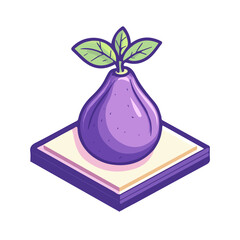 Fig, 2D isometric flat cartoon vector illustration isolated on white background.