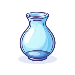 Glass Vase, cartoon vector illustration, flat 2D isometric style, white background.
