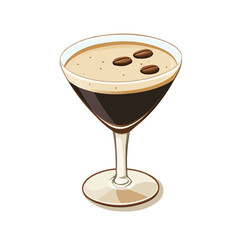 Espresso Martini, vector graphic, 2D flat isometric cartoon illustration on white background.

