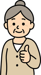 a grandmother who gives a thumbs up
