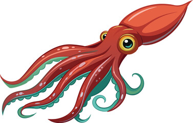 Cartoon Squid Ocean Animal Illustration
