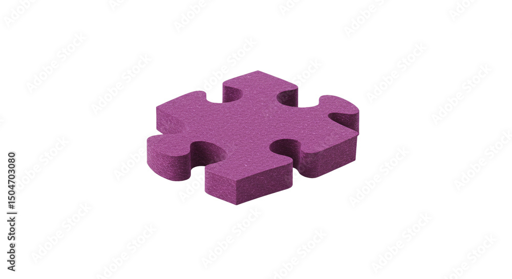Poster isolated purple puzzle piece on black background for jigsaw games and problem solving concepts and d