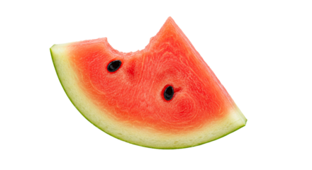 Isolated watermelon slice with bite mark fresh fruit summer food healthy snack juicy refreshment on transparent background