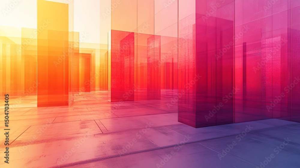 Aufkleber abstract architecture with colorful geometric shapes and modern design concept