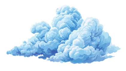 Blue cloud of big size, isolated watercolor illustration
