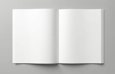 Open A5 brochure mock up on gray background. Blank white pages design for presentation, advertising, branding, marketing, business. Brochure, booklet, leaflet, magazine template. Ready to add text,