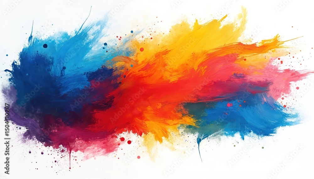 Poster abstract brushstroke illustration with bold colors. dynamic fluid splash with textured details, rain