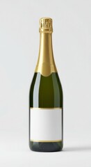 Golden champagne bottle with a blank label