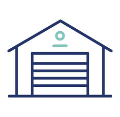 Vector icon of a garage space with editable outlines. Ideal for real estate listings, architecture, or property apps. Fully customizable stroke to match any design system or layout.