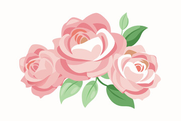 Delicate pink roses floral cluster romantic design element