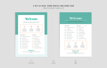 Home welcome guide sign poster template set