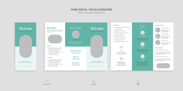 Home rental welcome guide Trifold Brochure Layout