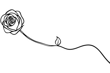 Obraz premium Single line drawing elegant rose flower stem leaf minimalist design