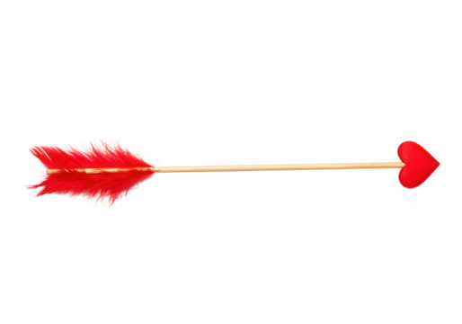 Cupid's arrow with heart tip isolated on transparent background