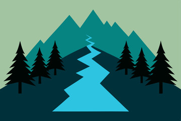 Obraz premium Forest Christmas tree vector illustration pattern for winter holiday season