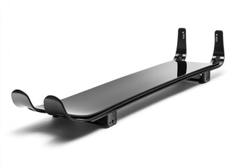 A sleek black ski rack, isolated on a white background, showcasing its robust design for secure ski transport