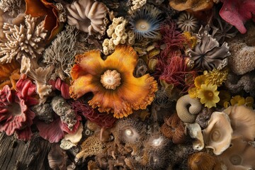 Obraz premium A vibrant underwater ecosystem teeming with colorful corals, anemones, and other marine life creates a visually stunning display of nature's beauty.