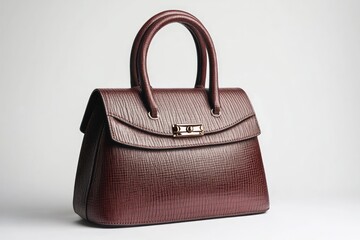 A sophisticated purse handbag, isolated on a white background, highlighting its classic design and luxurious material