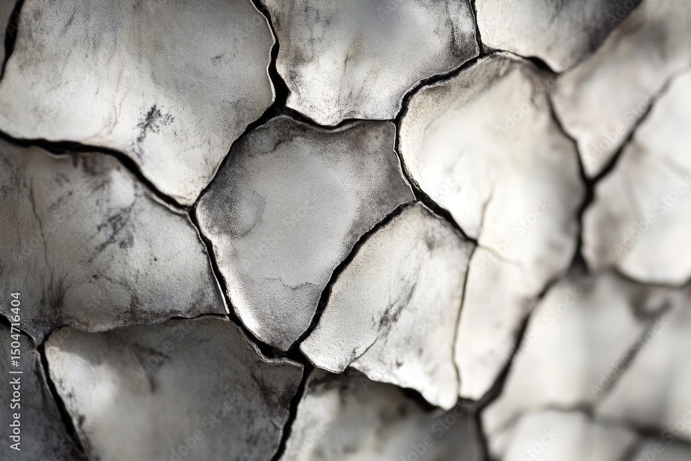 Fototapete close-up of a textured surface composed of irregular, polygonal shapes with dark outlines creating a