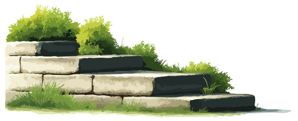 Watercolor effect retaining wall vector illustration