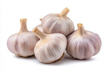 Fototapeta premium Fresh garlic bulbs on white background