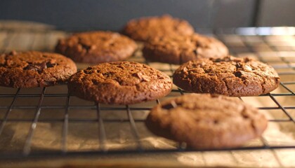 Fototapeta premium Stack of Cookies Falling Off a Cooling Rack