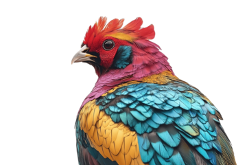 Vibrant Rainbow Pheasant Bird Profile   