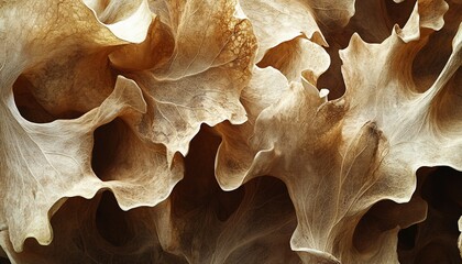 Abstract Macro Photograph of Dry, Faded Oak Leaves, Beautiful Veins and Texture