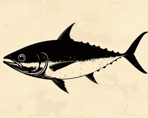 A tuna silhouette, designed to showcase the fluidity and grace of this powerful fish