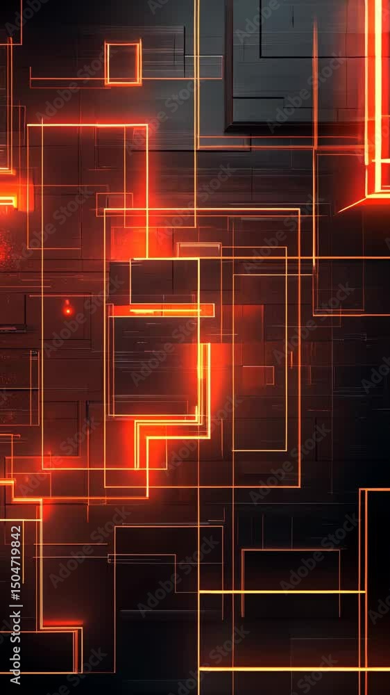 Poster abstract glowing lines weaving into geometric forms, glowing line patterns. vertical