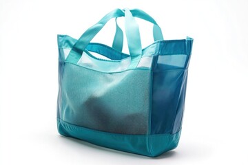 A waterproof beach bag with visible mesh compartments, isolated on a white background, ideal for easy organization