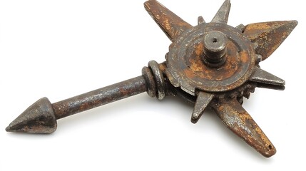 Naklejka premium Rusty Metal Star Shaped Weapon Medieval Antique Artifact