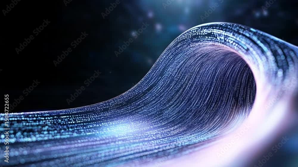 Leinwandbilder Digital Wave: Abstract rendering of a flowing, luminous wave, evoking concepts of data, technology, and energy. The wave's texture suggests intricate code or circuitry. 