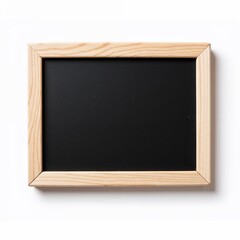 Blank chalkboard with wooden frame on white background for school  