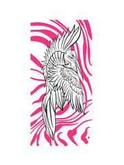 phoenix illustration with japanese style background
