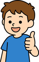 a boy who gives a thumbs-up
