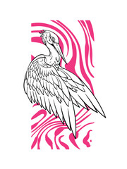 phoenix illustration with japanese style background
